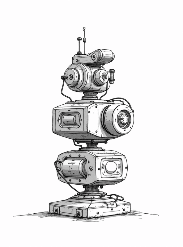 Futuristic mechanical device stack - detailed sketch
